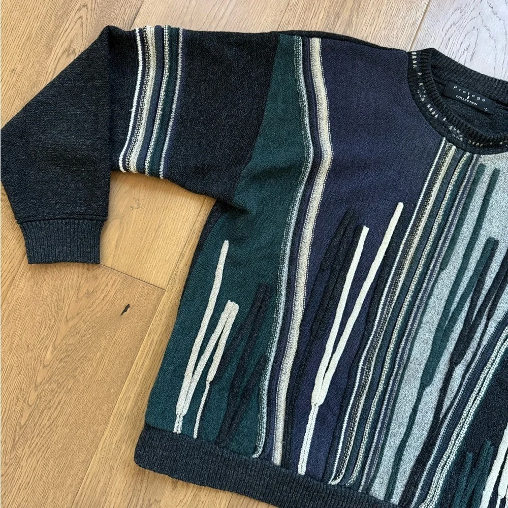 Protege Men's 3D Knit Coogi Style Crewneck Sweater - Vintage - Size L - Picture 4 of 8